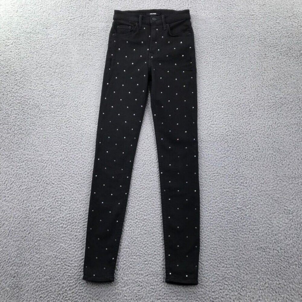 GRLFRND Womens Size 23 KENDALL Black Denim w/ Rhinestones High Rise Skinny Jeans